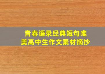 青春语录经典短句唯美高中生作文素材摘抄