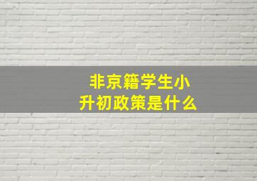 非京籍学生小升初政策是什么