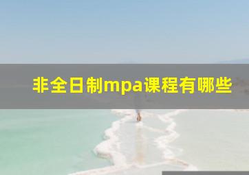 非全日制mpa课程有哪些