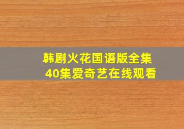 韩剧火花国语版全集40集爱奇艺在线观看