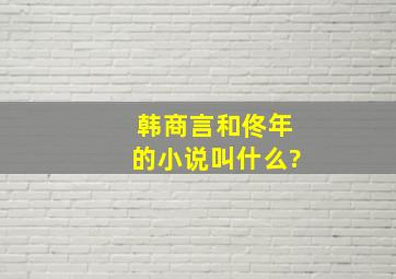 韩商言和佟年的小说叫什么?