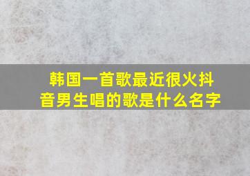 韩国一首歌最近很火抖音男生唱的歌是什么名字