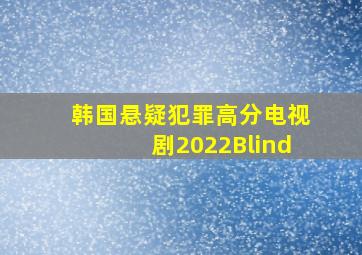 韩国悬疑犯罪高分电视剧2022Blind