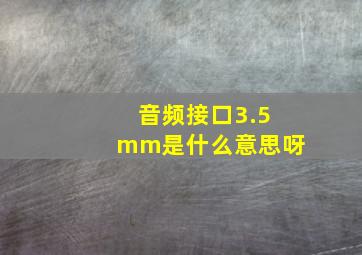 音频接口3.5mm是什么意思呀