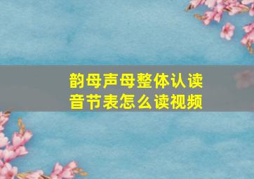 韵母声母整体认读音节表怎么读视频