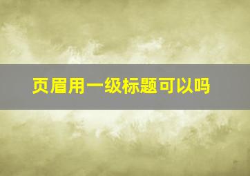 页眉用一级标题可以吗