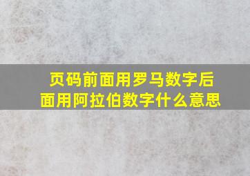 页码前面用罗马数字后面用阿拉伯数字什么意思