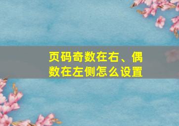 页码奇数在右、偶数在左侧怎么设置