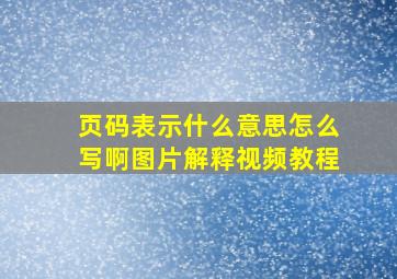 页码表示什么意思怎么写啊图片解释视频教程