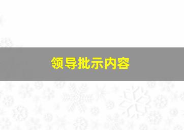 领导批示内容