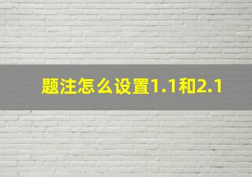 题注怎么设置1.1和2.1