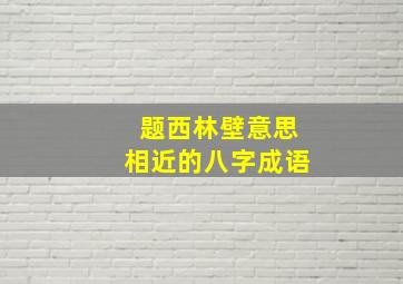 题西林壁意思相近的八字成语