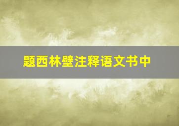 题西林壁注释语文书中