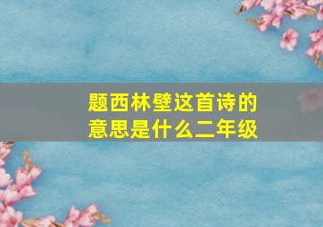 题西林壁这首诗的意思是什么二年级