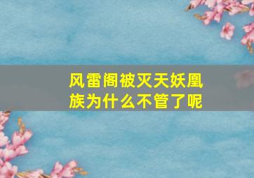 风雷阁被灭天妖凰族为什么不管了呢