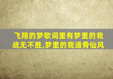 飞翔的梦歌词里有梦里的我战无不胜,梦里的我道骨仙风