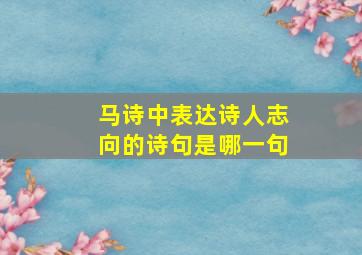 马诗中表达诗人志向的诗句是哪一句