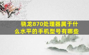 骁龙870处理器属于什么水平的手机型号有哪些