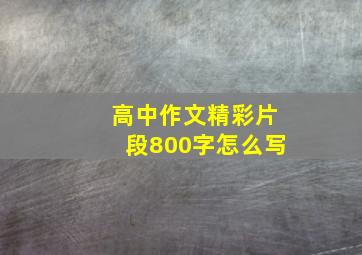 高中作文精彩片段800字怎么写