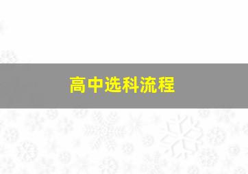 高中选科流程