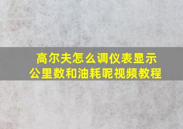 高尔夫怎么调仪表显示公里数和油耗呢视频教程