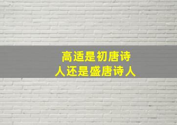 高适是初唐诗人还是盛唐诗人