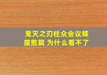 鬼灭之刃柱众会议蝶屋敷篇 为什么看不了