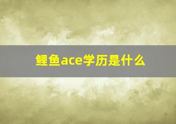 鲤鱼ace学历是什么