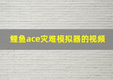 鲤鱼ace灾难模拟器的视频