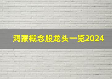 鸿蒙概念股龙头一览2024