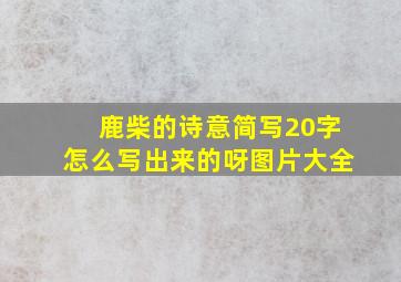 鹿柴的诗意简写20字怎么写出来的呀图片大全