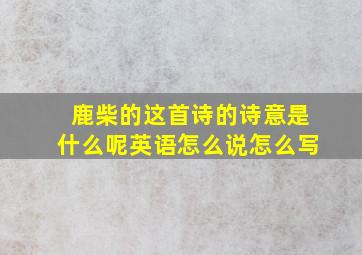 鹿柴的这首诗的诗意是什么呢英语怎么说怎么写