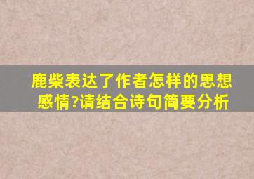 鹿柴表达了作者怎样的思想感情?请结合诗句简要分析