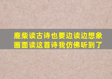 鹿柴读古诗也要边读边想象画面读这首诗我仿佛听到了