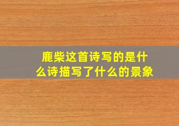 鹿柴这首诗写的是什么诗描写了什么的景象