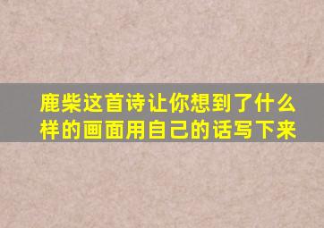 鹿柴这首诗让你想到了什么样的画面用自己的话写下来