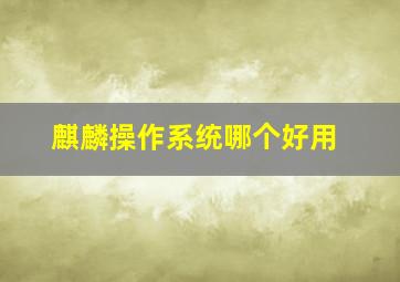 麒麟操作系统哪个好用