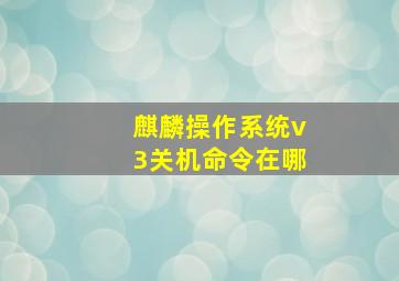 麒麟操作系统v3关机命令在哪