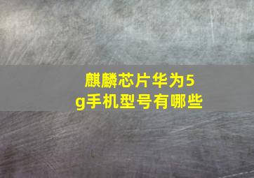 麒麟芯片华为5g手机型号有哪些