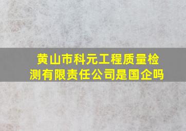 黄山市科元工程质量检测有限责任公司是国企吗