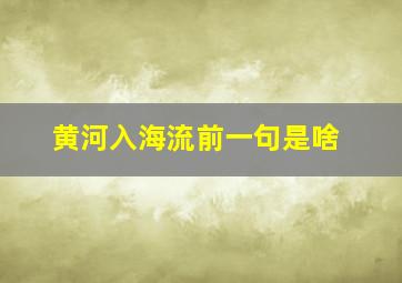 黄河入海流前一句是啥