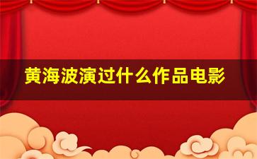 黄海波演过什么作品电影