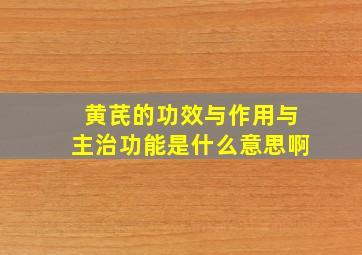 黄芪的功效与作用与主治功能是什么意思啊