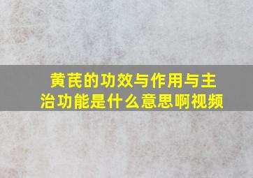 黄芪的功效与作用与主治功能是什么意思啊视频