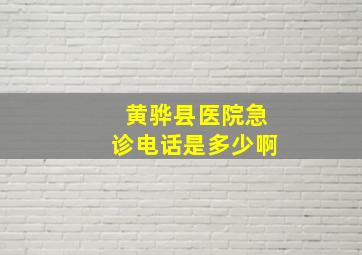 黄骅县医院急诊电话是多少啊