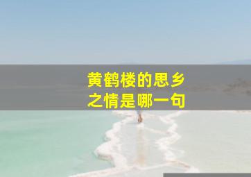 黄鹤楼的思乡之情是哪一句