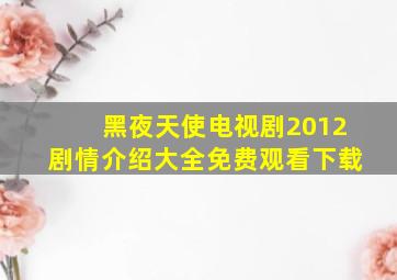 黑夜天使电视剧2012剧情介绍大全免费观看下载