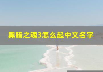 黑暗之魂3怎么起中文名字