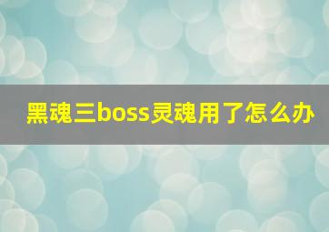 黑魂三boss灵魂用了怎么办