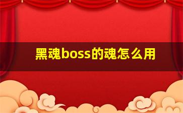 黑魂boss的魂怎么用